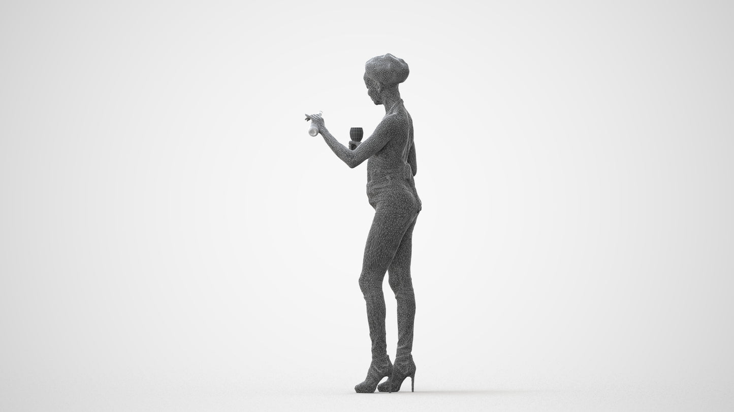 realistic 3D woman casual standing, scanned archviz people for Blender and 3ds Max, square thumbnail