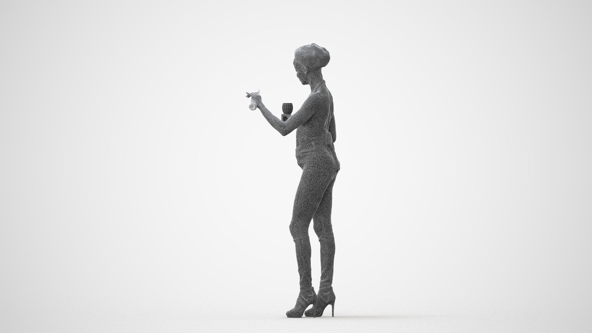 realistic 3D woman casual standing, scanned archviz people for Blender and 3ds Max, square thumbnail