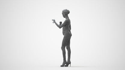 realistic 3D woman casual standing, scanned archviz people for Blender and 3ds Max, square thumbnail