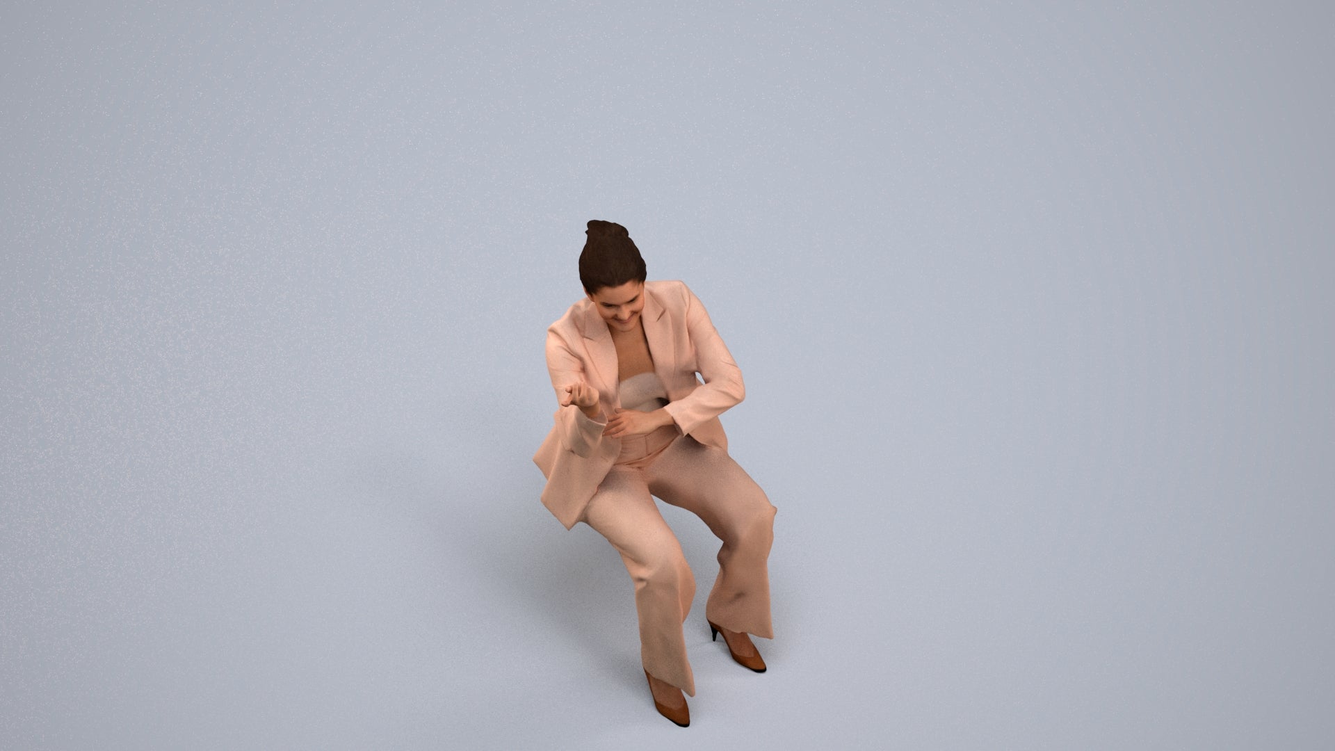 3D people model woman business, scanned human for 3ds Max rendering, back view render