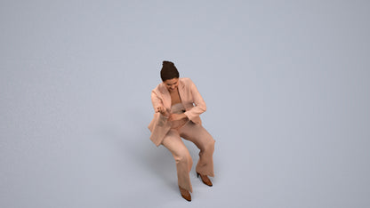 3D people model woman business, scanned human for 3ds Max rendering, back view render