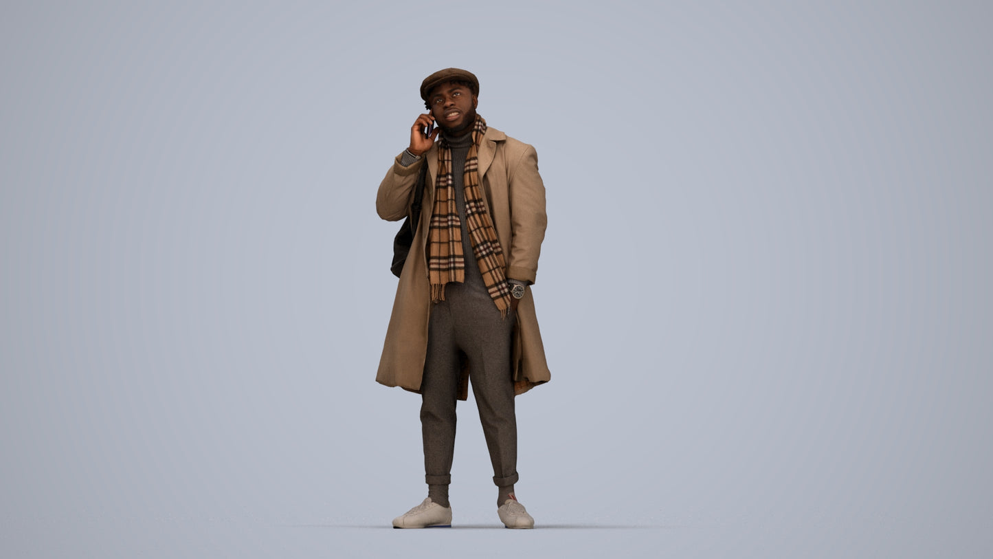 3D people model man casual standing, scanned human for 3ds Max rendering, top-down view render