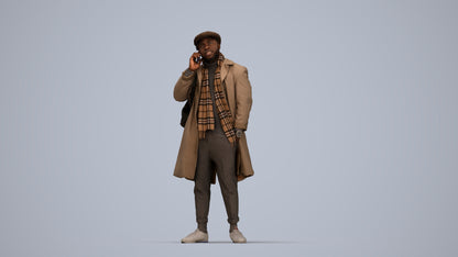 3D people model man casual standing, scanned human for 3ds Max rendering, top-down view render