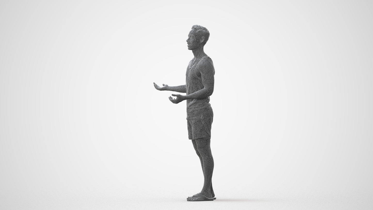 realistic 3D human man casual standing, archviz people FBX OBJ for Blender, square thumbnail