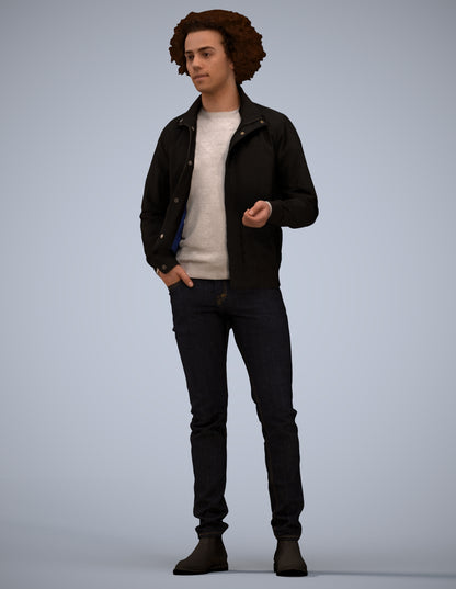 realistic 3D people man casual standing, render-ready for V-Ray and Corona, FBX OBJ