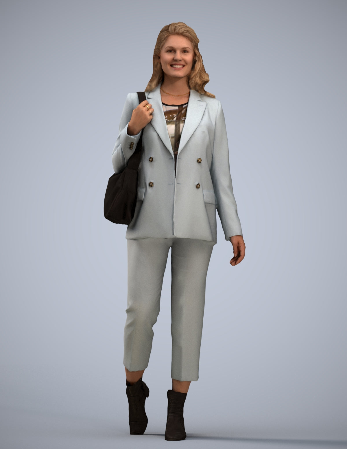 3D people model woman business walking, scanned human for 3ds Max rendering