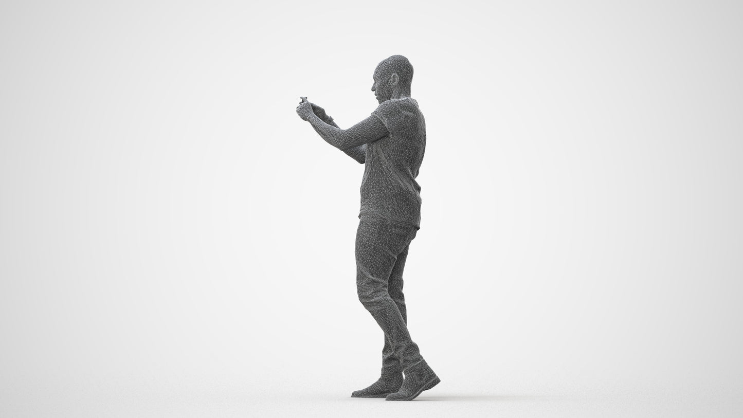 realistic 3D man casual standing, scanned archviz people for Blender and 3ds Max, square thumbnail
