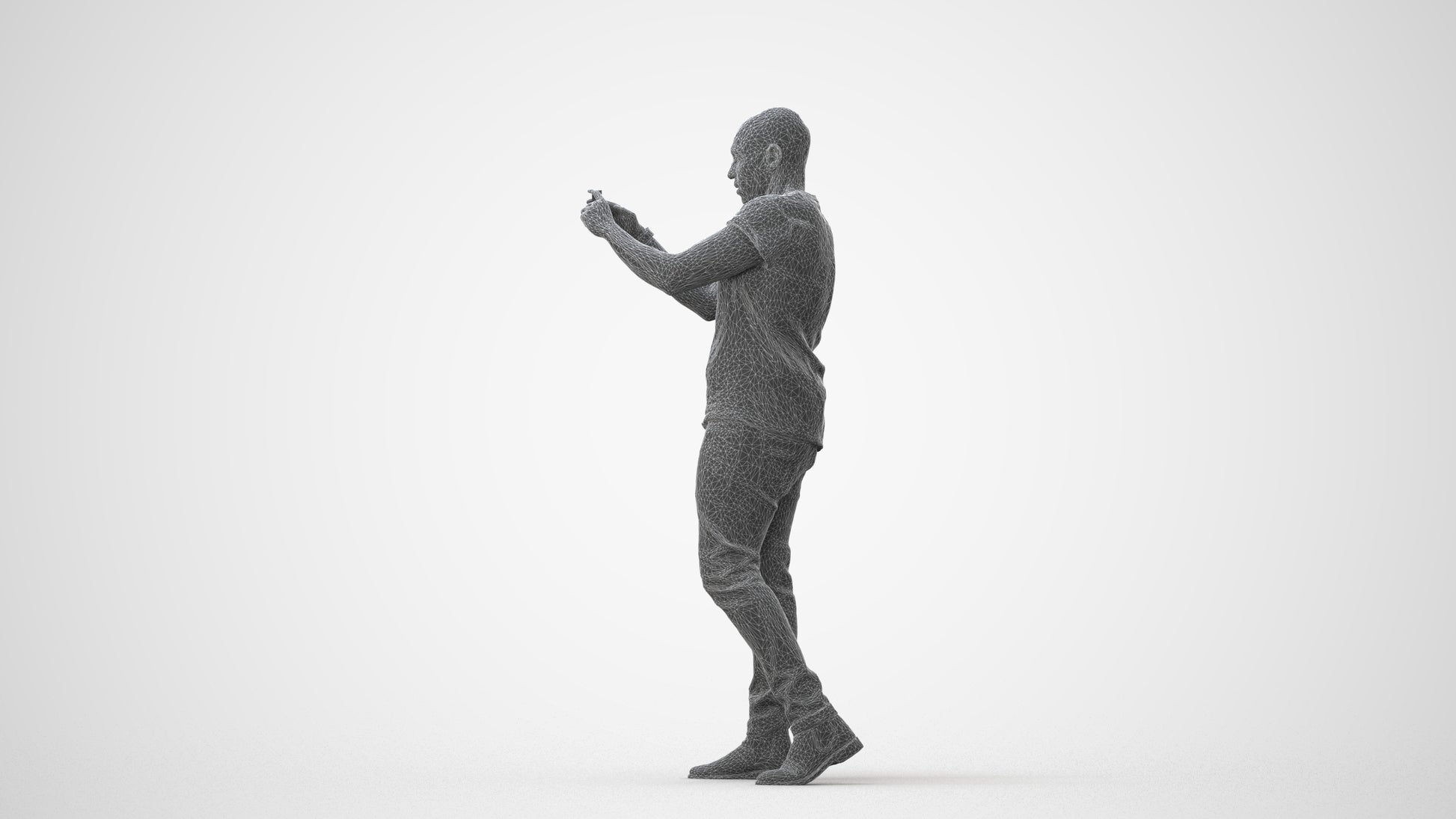 realistic 3D man casual standing, scanned archviz people for Blender and 3ds Max, square thumbnail