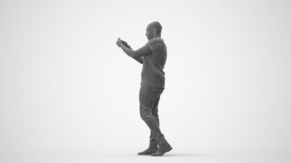 realistic 3D man casual standing, scanned archviz people for Blender and 3ds Max, square thumbnail