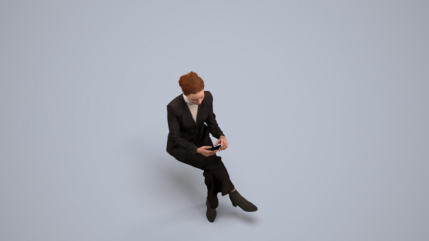 scanned 3D woman business, photogrammetry people for Enscape and V-Ray, back view render
