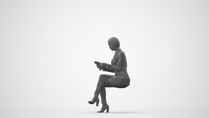 3D people model woman casual sitting, scanned human for 3ds Max rendering, square thumbnail