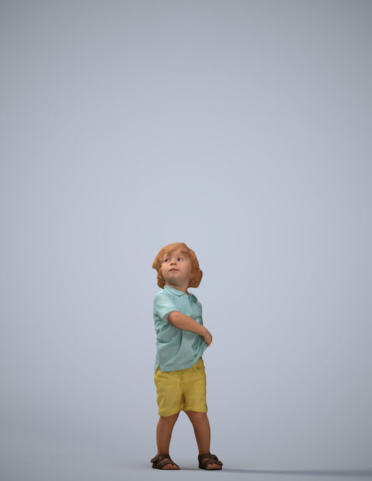 3D human model boy casual kids, photogrammetry scanned person for archviz