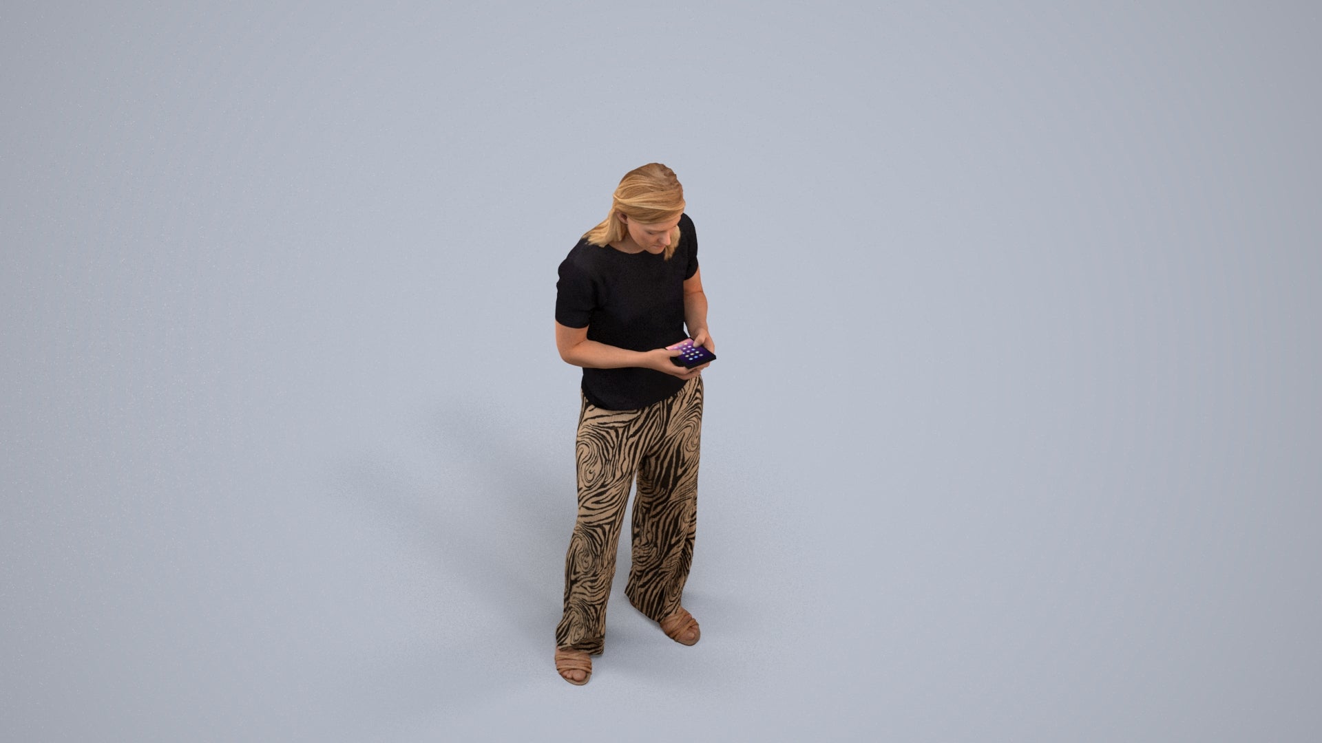 3D people model woman casual standing, scanned human for 3ds Max rendering, back view render