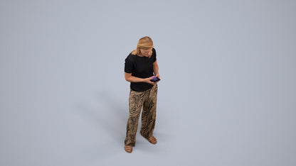 3D people model woman casual standing, scanned human for 3ds Max rendering, back view render