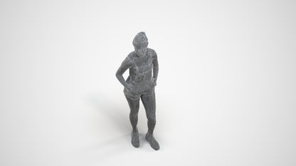 3D people model woman casual standing, scanned human for 3ds Max rendering, wireframe three-quarter view