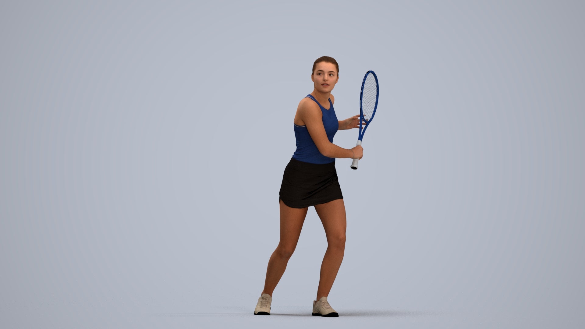 realistic 3D girl sport, scanned archviz people for Blender and 3ds Max, standing pose render
