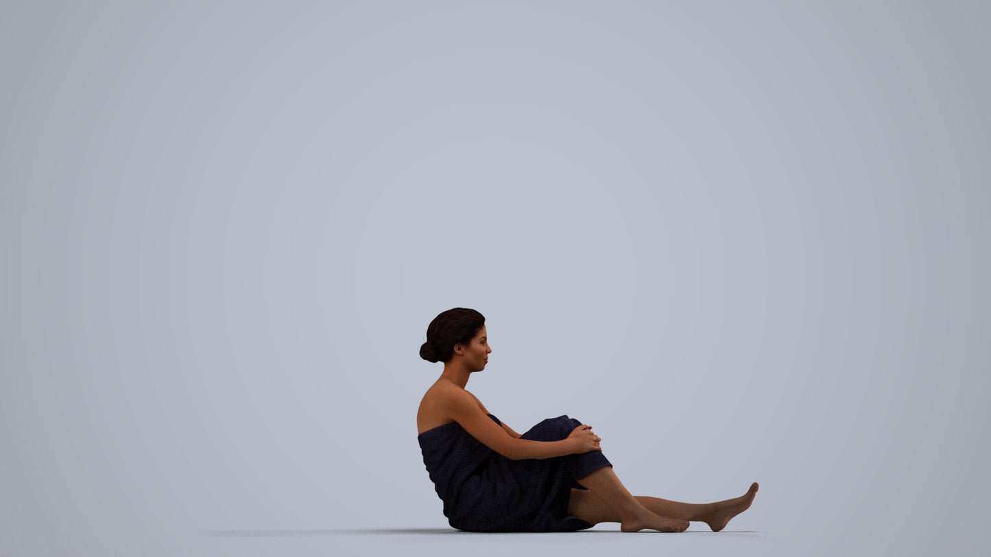 3D scanned woman sport, photorealistic archviz people for Enscape and SketchUp, side view render