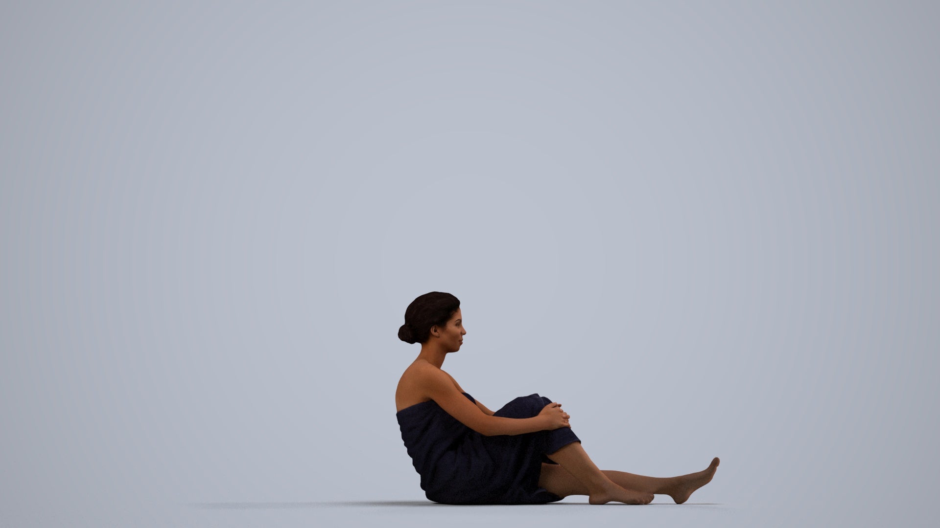 3D scanned woman sport, photorealistic archviz people for Enscape and SketchUp, side view render