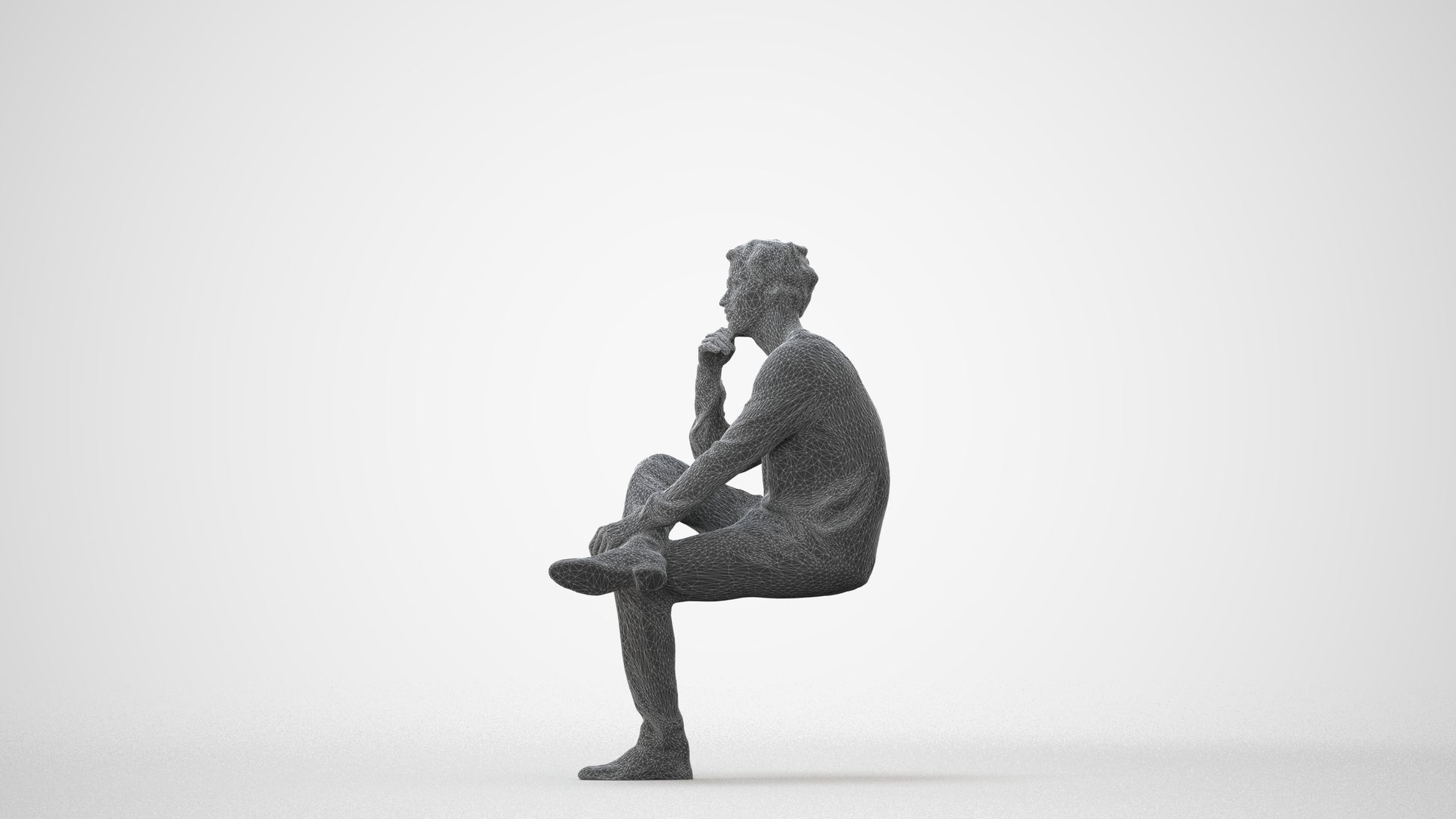 3D people model man casual sitting, scanned human for 3ds Max rendering, square thumbnail