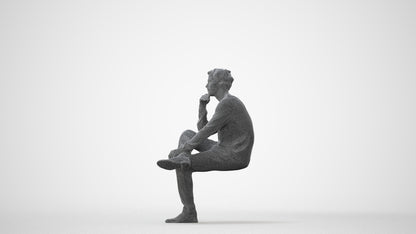 3D people model man casual sitting, scanned human for 3ds Max rendering, square thumbnail