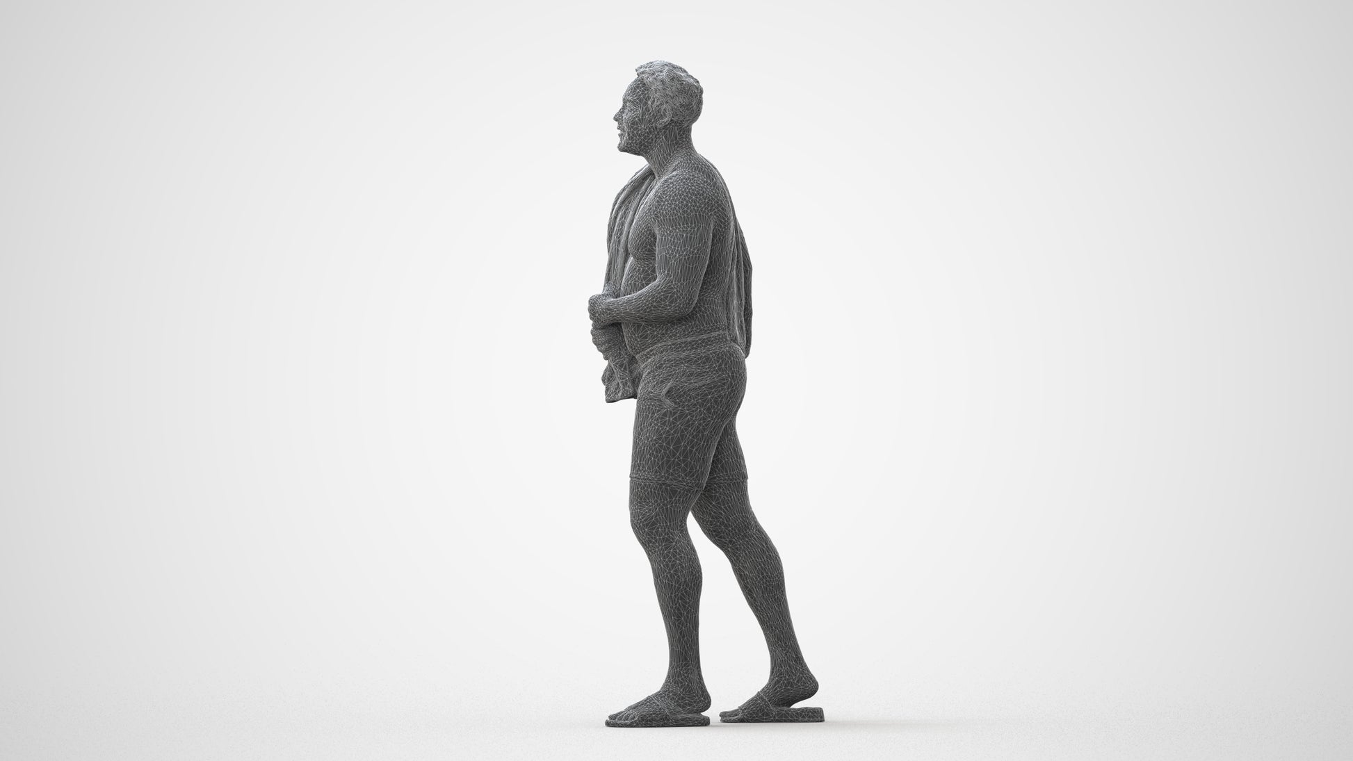 scanned 3D man pool, photogrammetry people for Enscape and V-Ray, square thumbnail