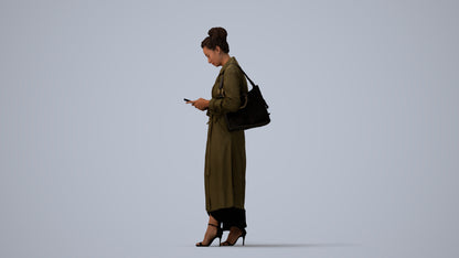 scanned 3D woman business standing, photogrammetry people for Enscape and V-Ray, three-quarter view render