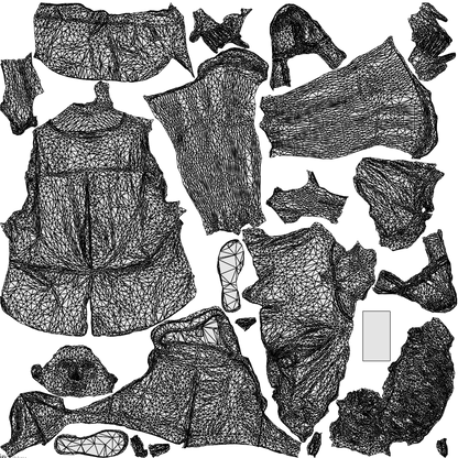 scanned 3D woman casual standing, photogrammetry people for Enscape and V-Ray, wireframe top-down view