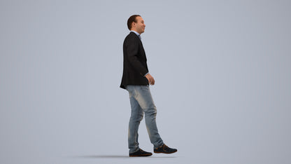 realistic 3D people man business, render-ready for V-Ray and Corona, FBX OBJ, side view render