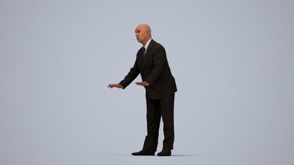 scanned 3D senior man business, photogrammetry people for Enscape and V-Ray, top-down view render