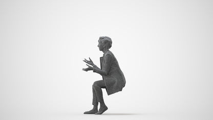 realistic 3D woman business sitting, scanned archviz people for Blender and 3ds Max, square thumbnail
