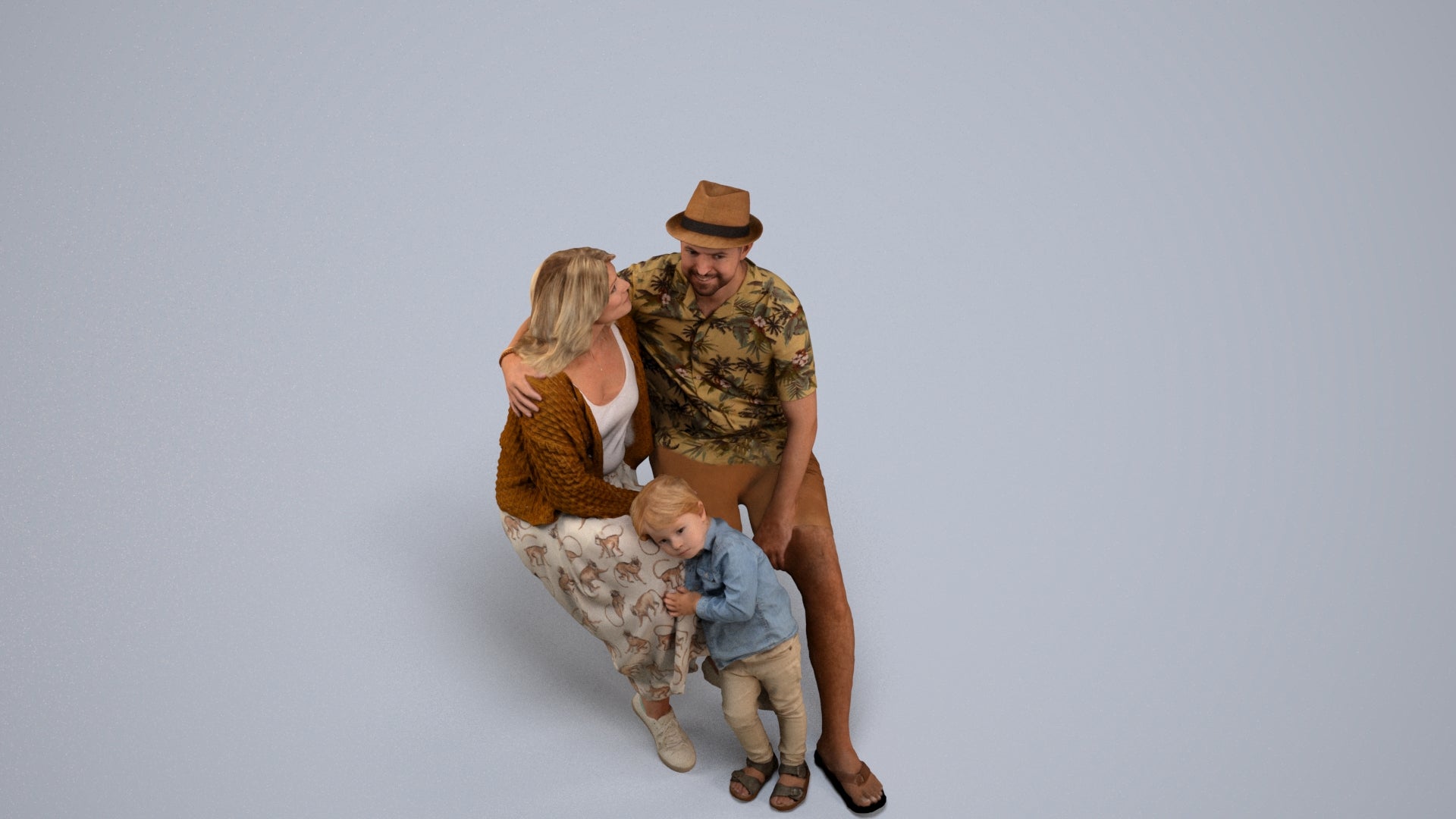 3D scanned girl kids, photorealistic archviz people for Enscape and SketchUp, back view render