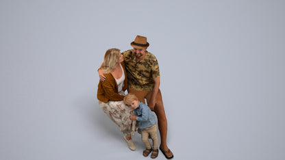 3D scanned girl kids, photorealistic archviz people for Enscape and SketchUp, back view render