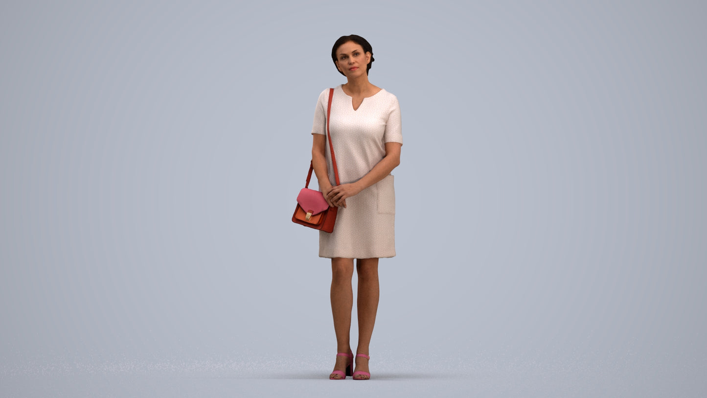 scanned 3D woman business standing, photogrammetry people for Enscape and V-Ray, standing pose render