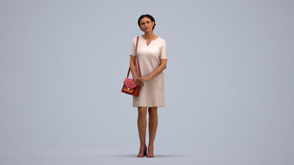 scanned 3D woman business standing, photogrammetry people for Enscape and V-Ray, standing pose render