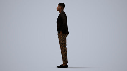 3D human model man casual formalaffairs, photogrammetry scanned person for archviz, three-quarter view render