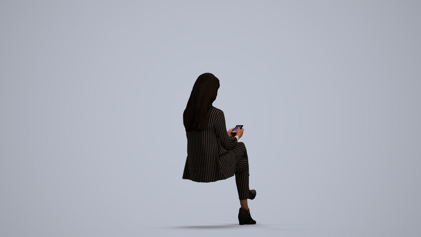 realistic 3D human woman business, archviz people FBX OBJ for Blender, front view render