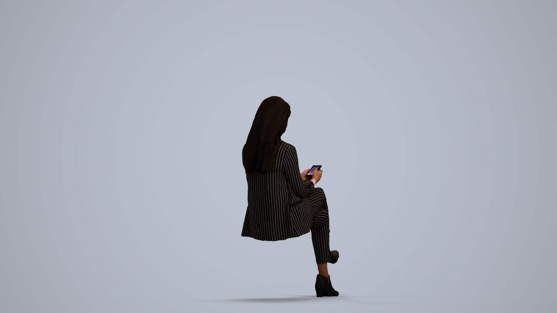 realistic 3D human woman business, archviz people FBX OBJ for Blender, front view render