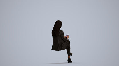realistic 3D human woman business, archviz people FBX OBJ for Blender, front view render