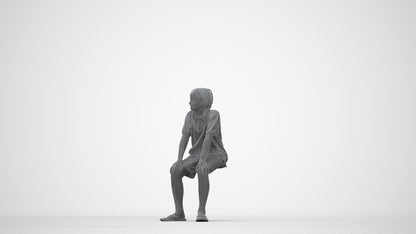 scanned 3D boy kids, photogrammetry people for Enscape and V-Ray, wireframe back view