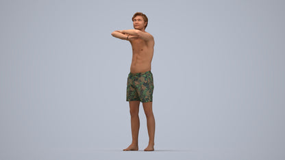 realistic 3D man pool, scanned archviz people for Blender and 3ds Max, top-down view render
