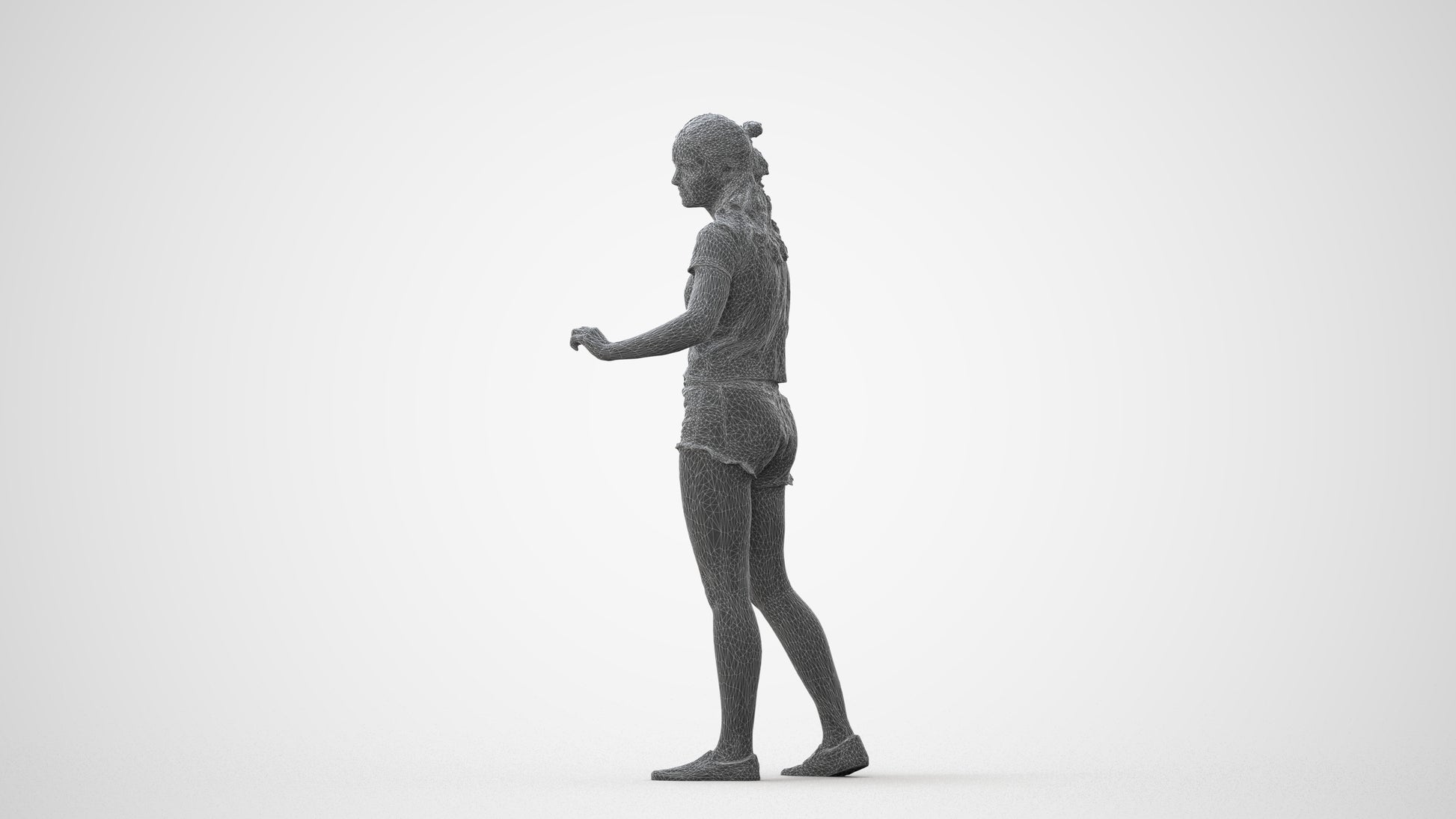 photogrammetry 3D girl casual door, realistic human model archviz FBX, square thumbnail