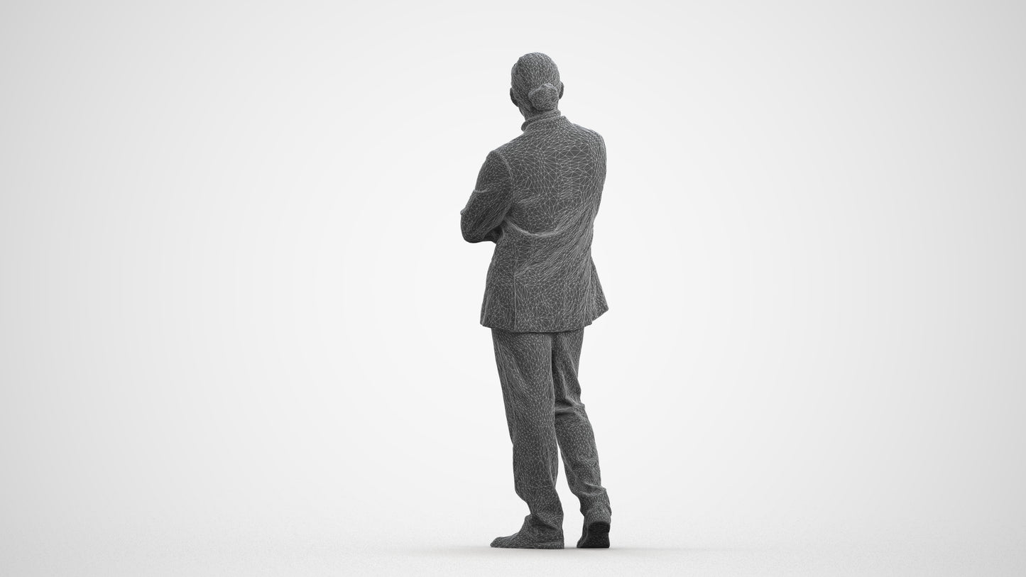 realistic 3D people man business, render-ready for V-Ray and Corona, FBX OBJ, wireframe front view