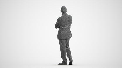 realistic 3D people man business, render-ready for V-Ray and Corona, FBX OBJ, wireframe front view