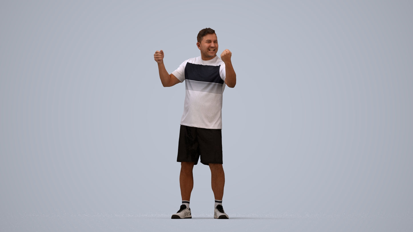 photogrammetry 3D man sport, realistic human model archviz FBX, top-down view render