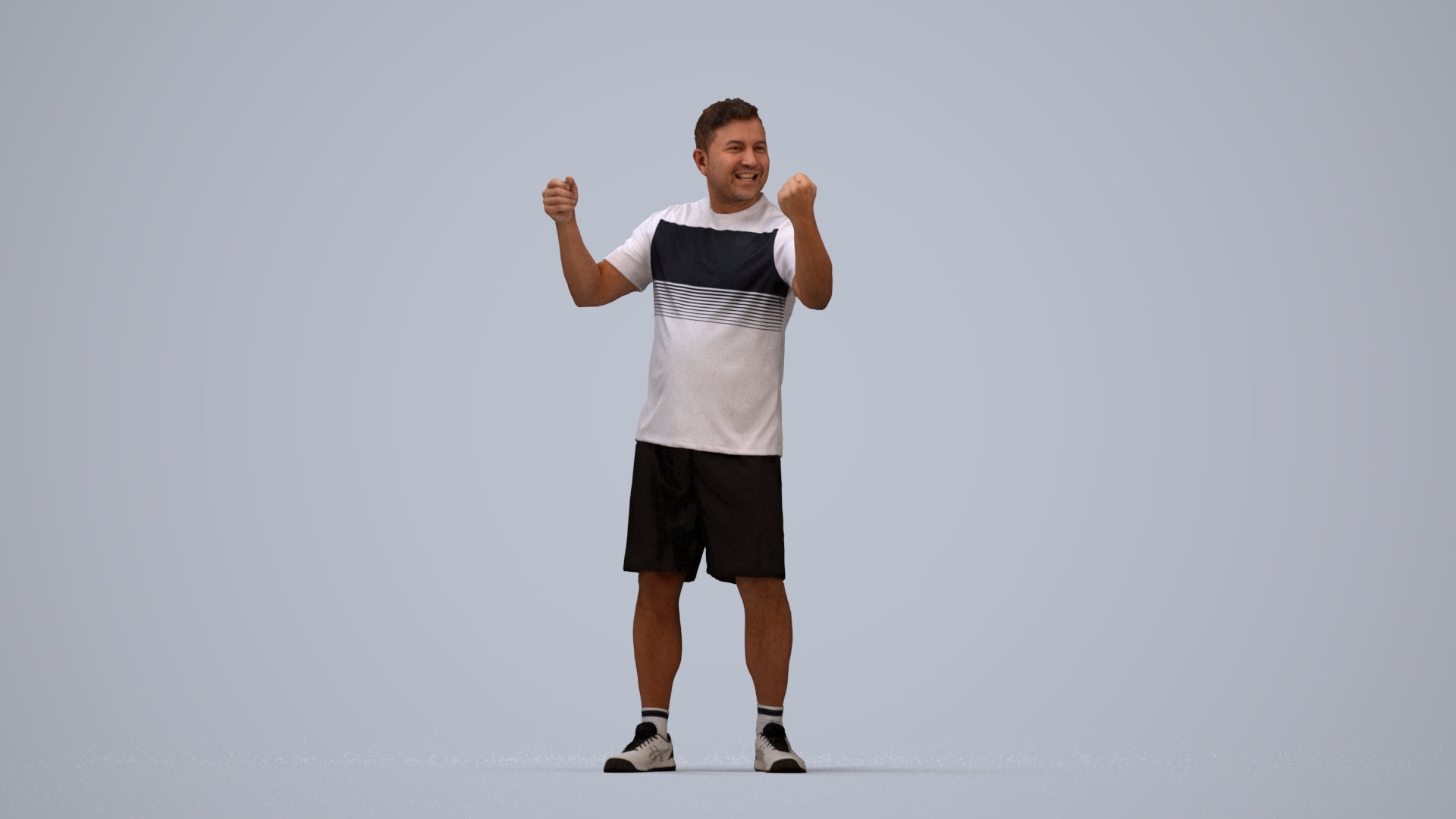 photogrammetry 3D man sport, realistic human model archviz FBX, top-down view render