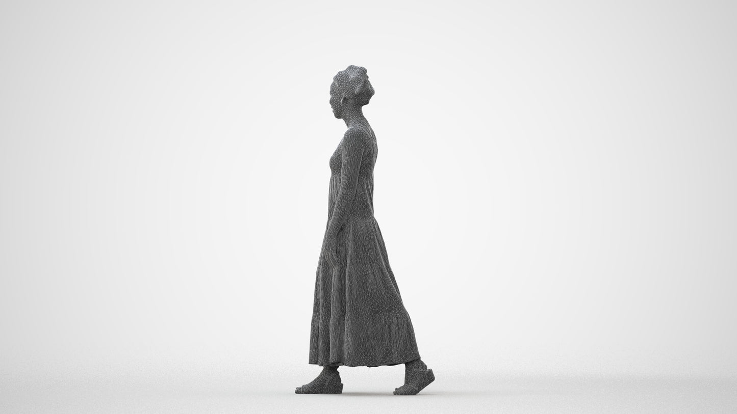 3D scanned woman walking casual, photorealistic archviz people for Enscape and SketchUp, square thumbnail