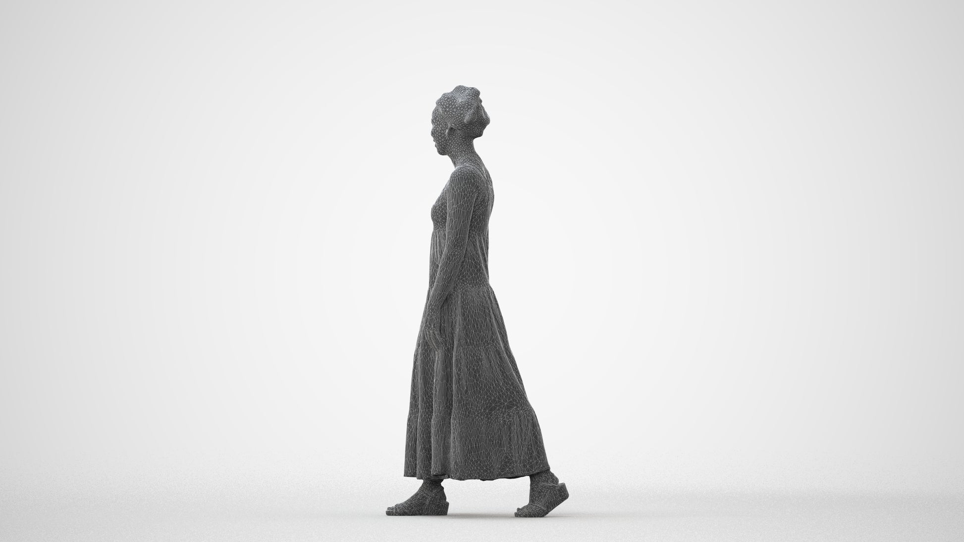 3D scanned woman walking casual, photorealistic archviz people for Enscape and SketchUp, square thumbnail