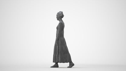 3D scanned woman walking casual, photorealistic archviz people for Enscape and SketchUp, square thumbnail