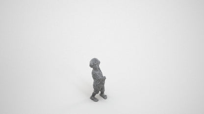 3D human model boy casual kids, photogrammetry scanned person for archviz, wireframe three-quarter view
