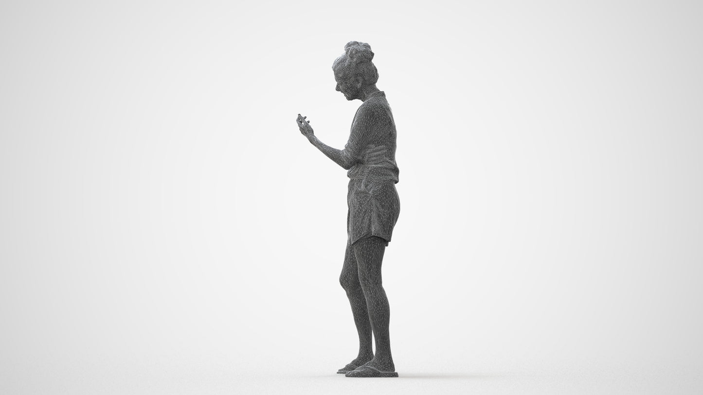 scanned 3D woman casual standing, photogrammetry people for Enscape and V-Ray, square thumbnail